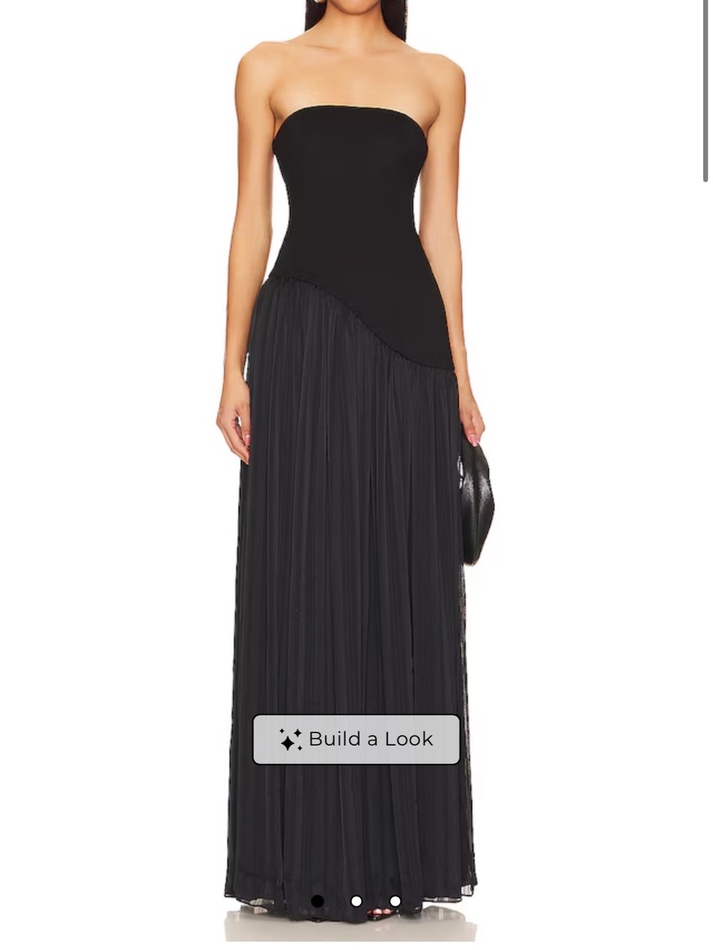 Lovers + Friends Alice Strapless Black Pleated Maxi Dress
